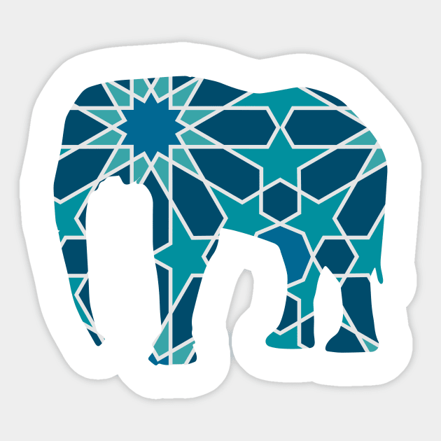 Elephant Silhouette with Pattern Sticker by deificusArt